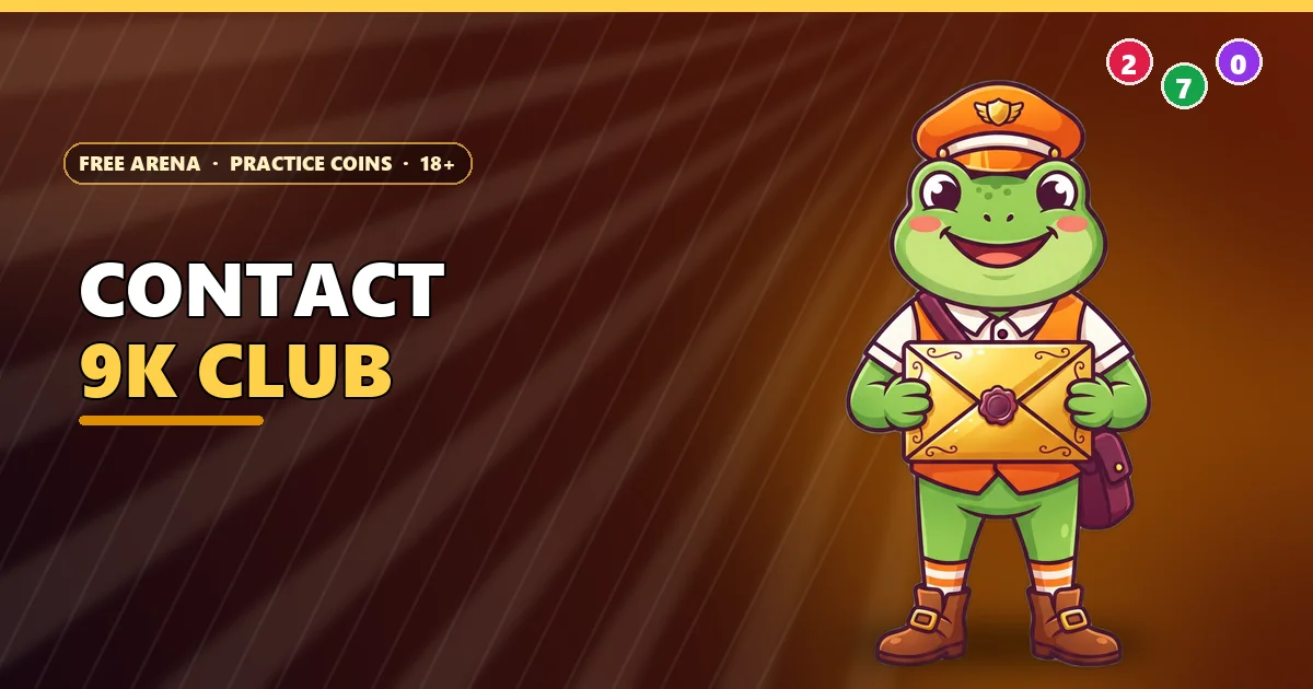 Frog postman carrying an envelope for the Contact 9K Club page