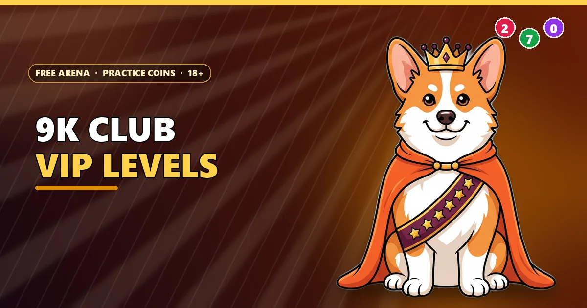 Crowned corgi wearing five star badges for the 9K Club VIP guide
